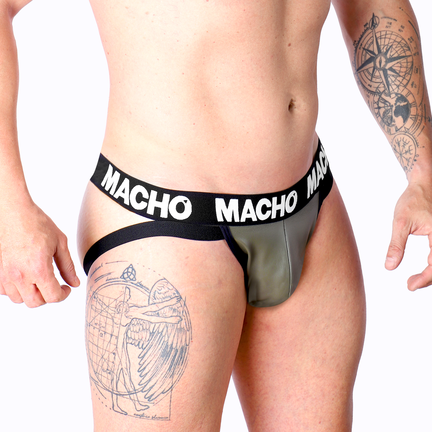 Jockstrap Gris Beige Cuero de MACHO – Domina con estilo