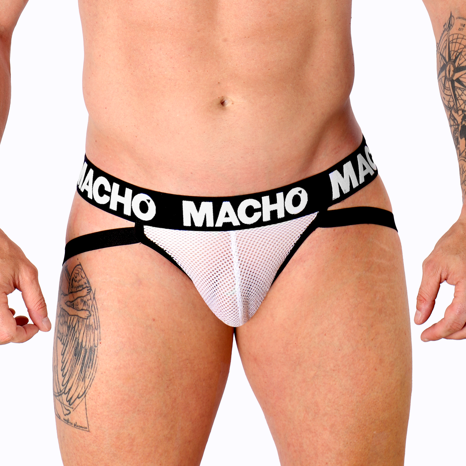 Jockstrap Lycra de Rejilla Blanca – Sujeción y un toque de ingenuidad