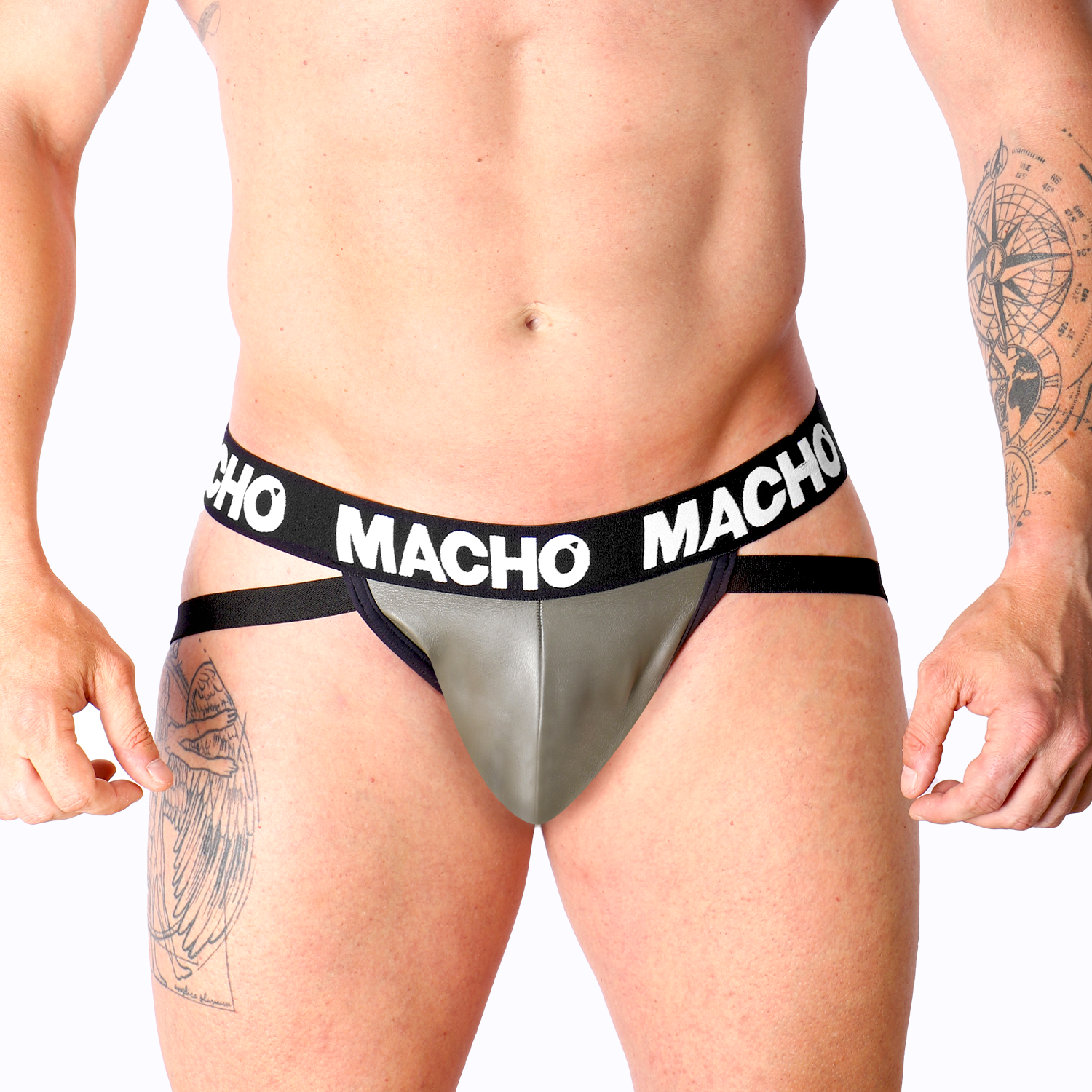 Jockstrap Gris Beige Cuero de MACHO – Domina con estilo