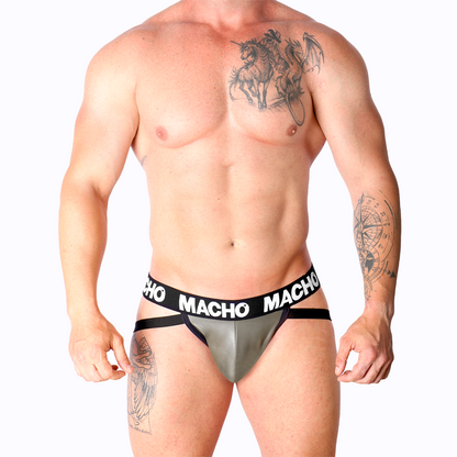 Jockstrap Gris Beige Cuero de MACHO – Domina con estilo